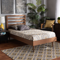 Baxton Studio Ryo-Ash Walnut-Twin Baxton Studio Ryo Mid-Century Modern Transitional Walnut Brown Finished Wood Twin Size Platform Bed